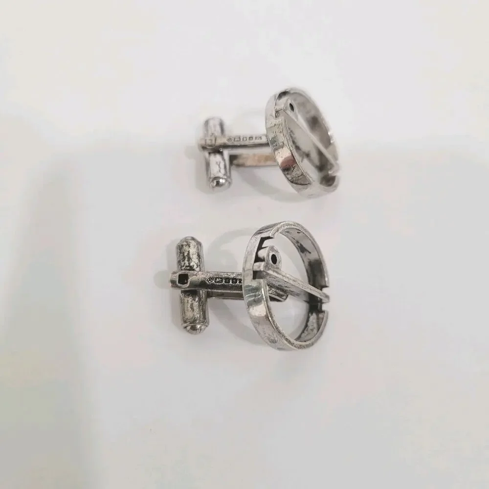 Dunhill‎ Sterling Silver D Logo Cufflinks Engraved Marked Designer Vintage